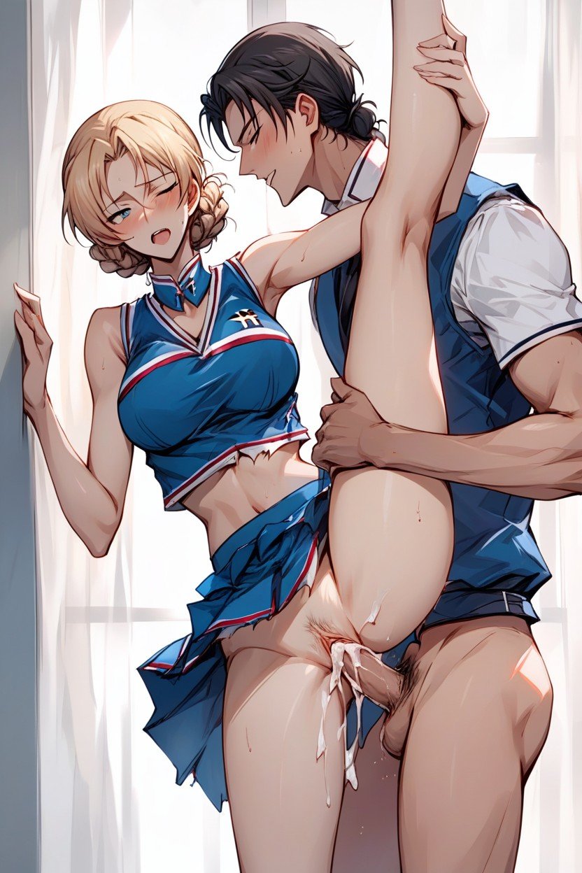 Blue Sleeveless Cheerleader Uniform, Darjeeling, Standing SplitPorno IA Hentai