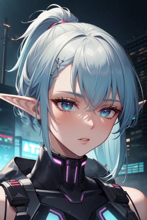 Cyberpunk Hacker, Cyberpunk City, Elf Ears AI Porn