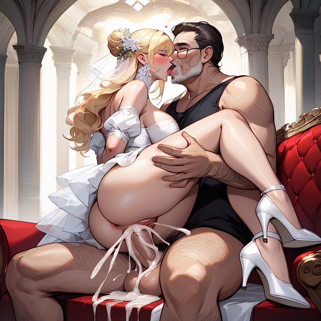 Wedding Dress, Carry Sex While Sitting, White High Heels Furry AI Porn