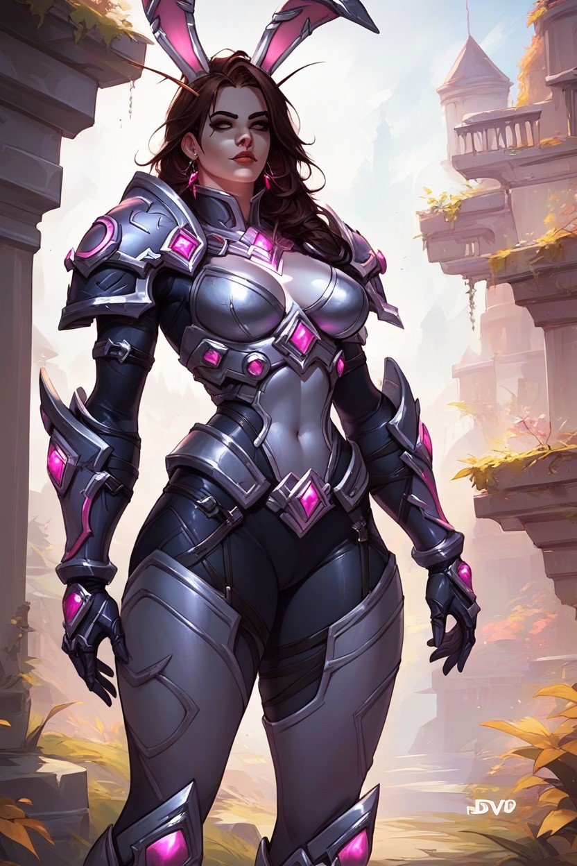 World Of Warcraft Style Armor, Large Breast, Black Under Clothes Hentai AI Porn