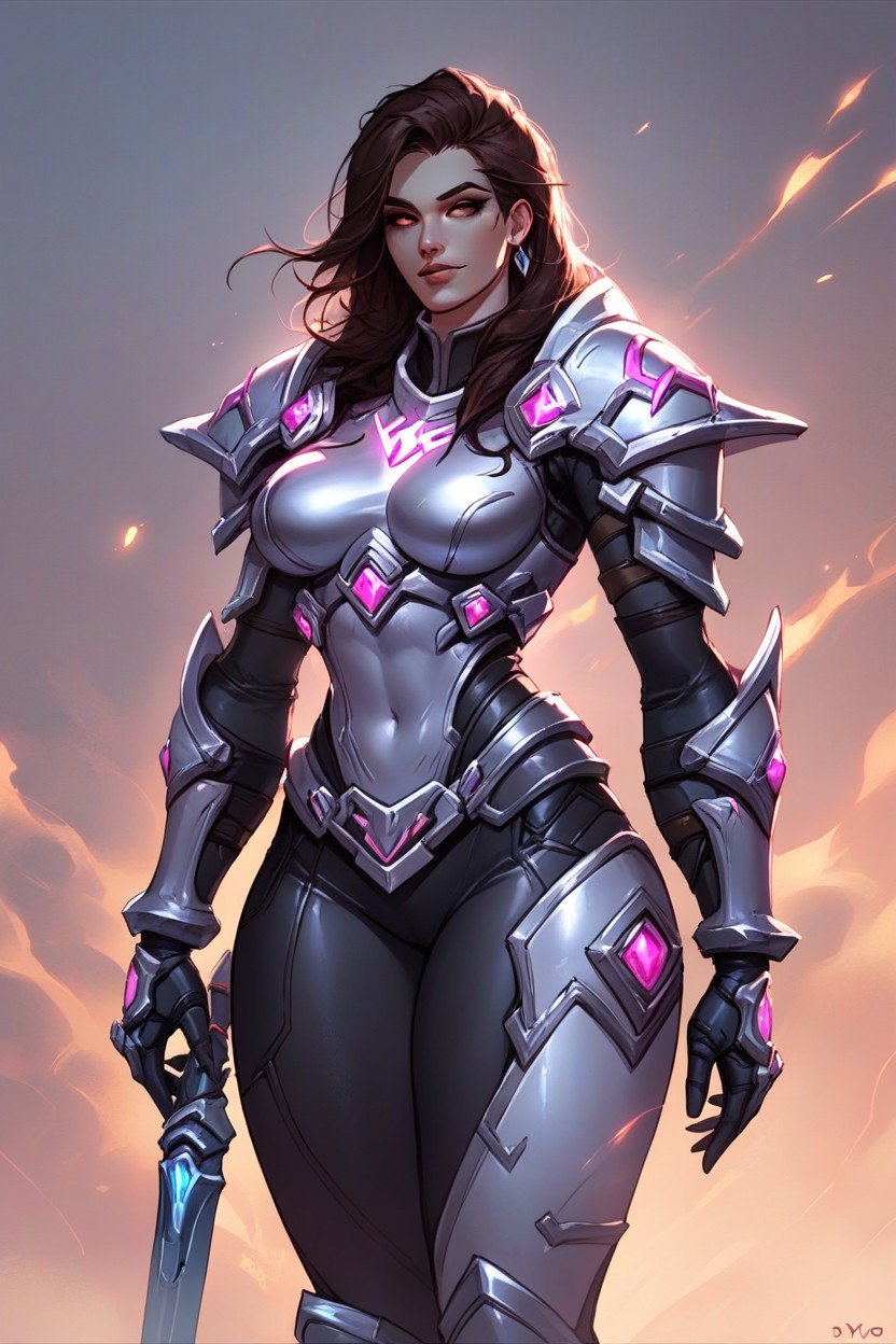 Large Breast, Pink And Black Armor, More Armor AI Porn