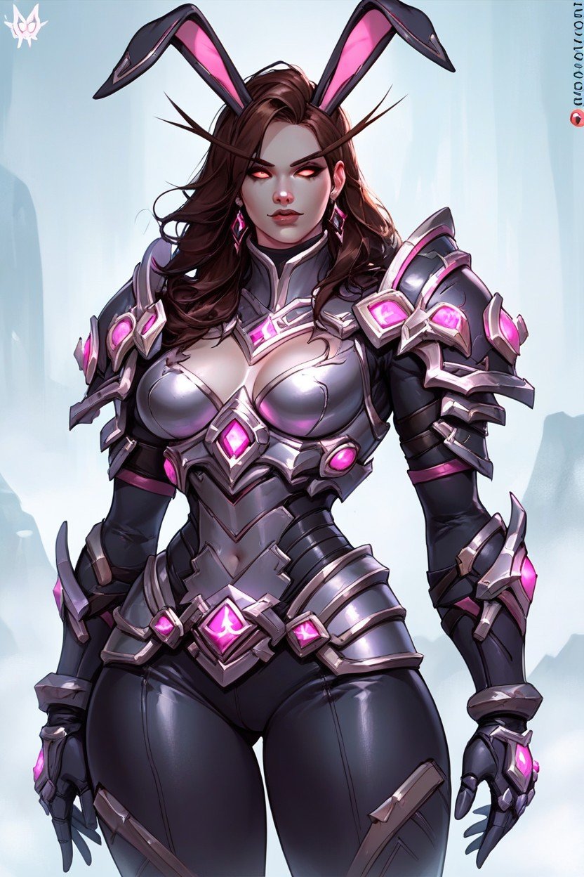 Black Under Clothes, World Of Warcraft Style Armor, With Mech Pornografia de IA