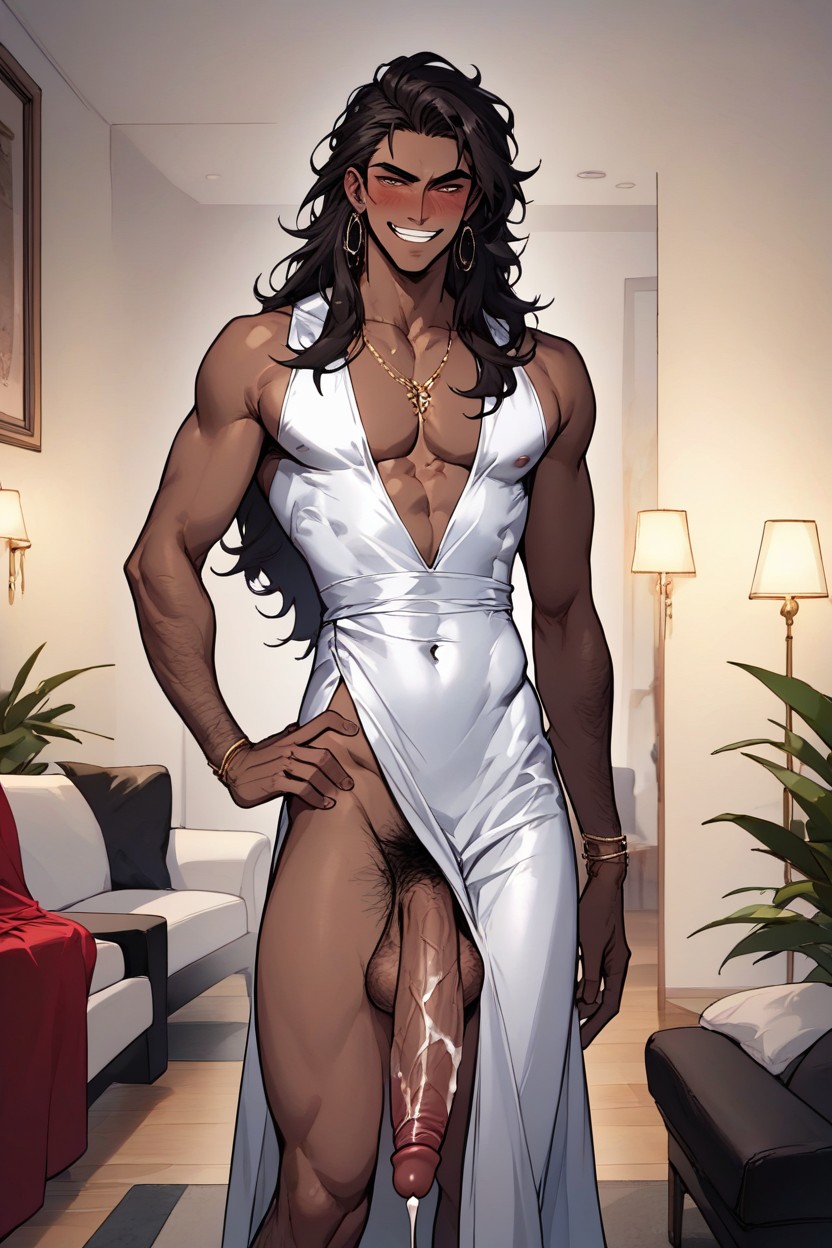 Feminine, African, Hairy Testicles AI Gay Porn