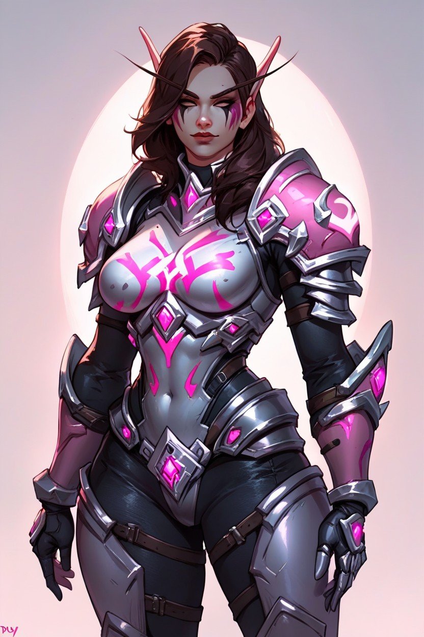 Large Breast, Pink And Black Armor, With Mech Hentai AI Porn