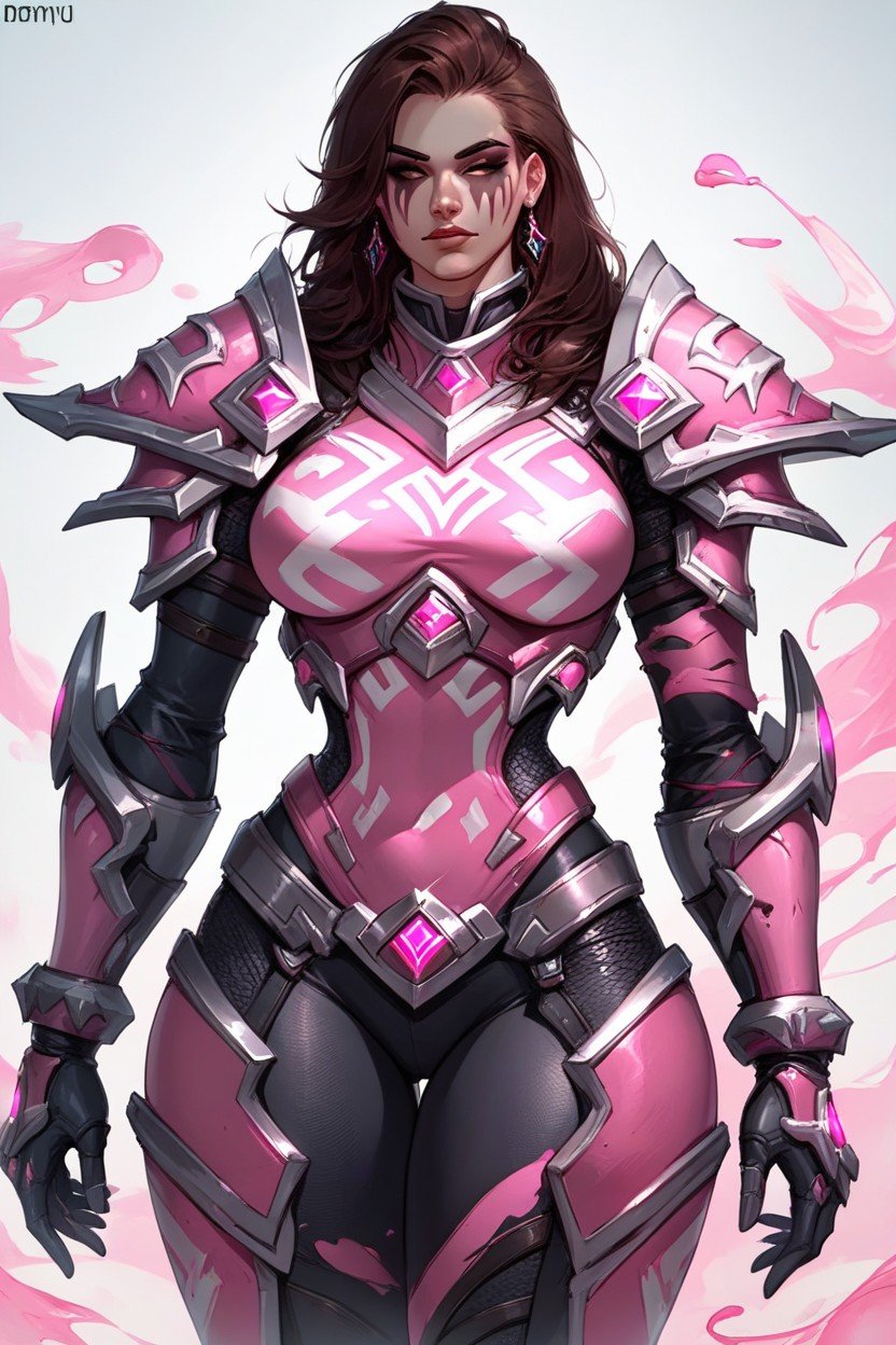 Pink Paint On Armor, Bunda Grande, With Bunny Logo Pornografia de IA