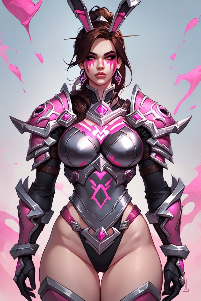 Pink Paint On Armor, Brunette, Pink And Black Armor Hentai IA pornografia