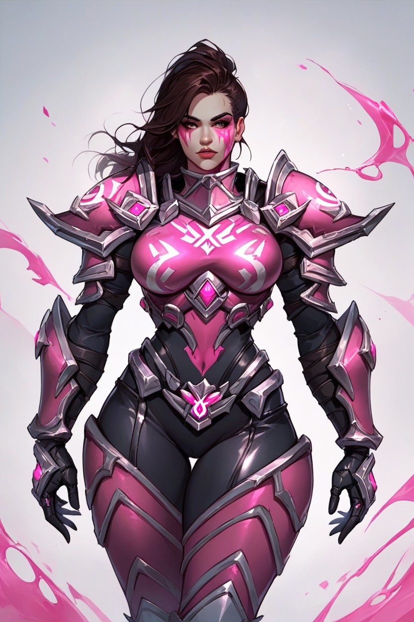 With Mech, Black Lines On Armor, Brunette Pornografia de IA