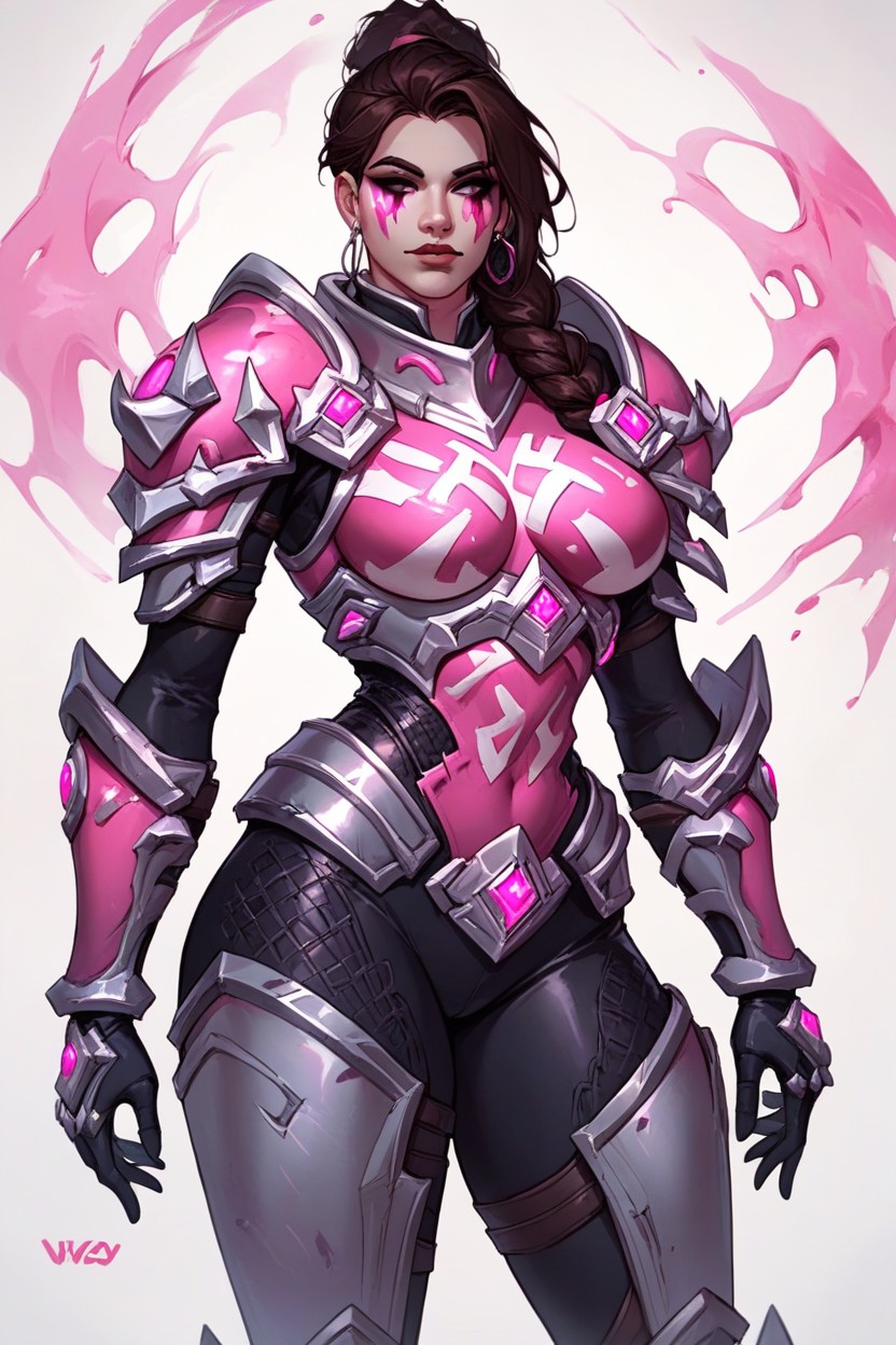 Pink Paint On Armor, Dva Character From Overwatch, Black Under Clothes Pornografia de IA