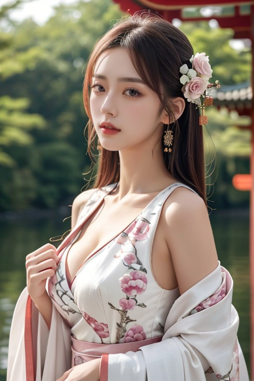 Chinese Hanfu, Gazebo, Large Breast AI Porn