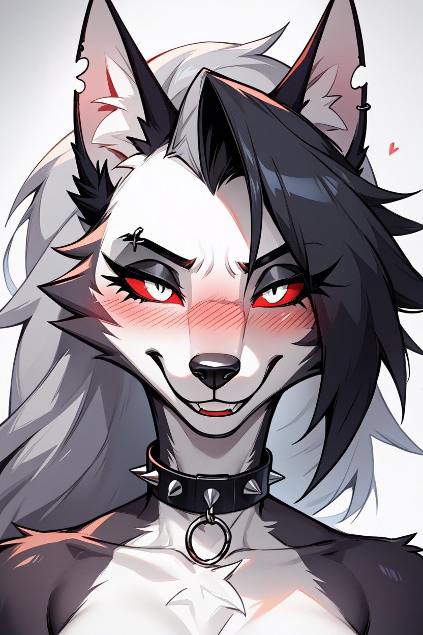 Spiked Collar, Mischievous (smiling While Blushing), 20s Furry AI Porn