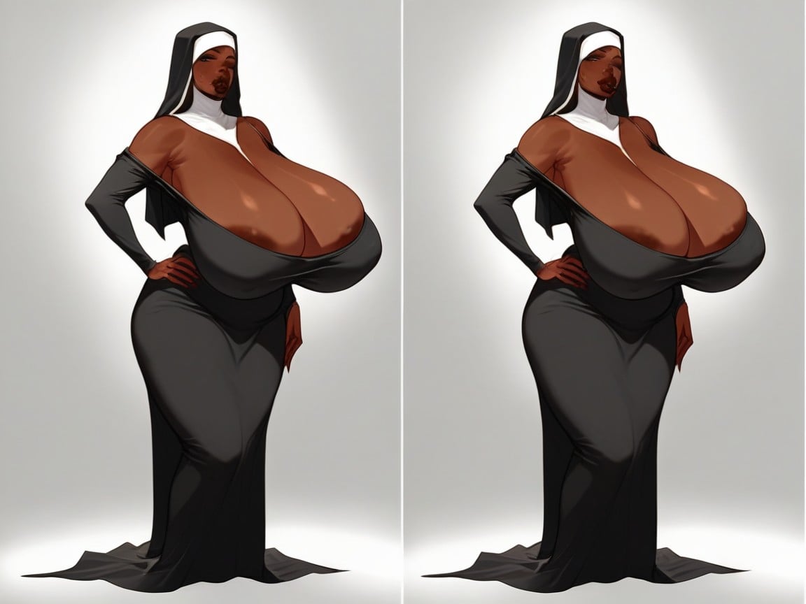 Breast Expansion, Moist Lips, Sexy Nun Abbess Pornografia de IA