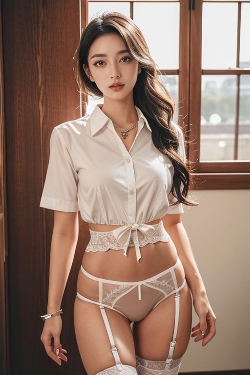 School Uniform, Garter Belt, Necklace AI Porn