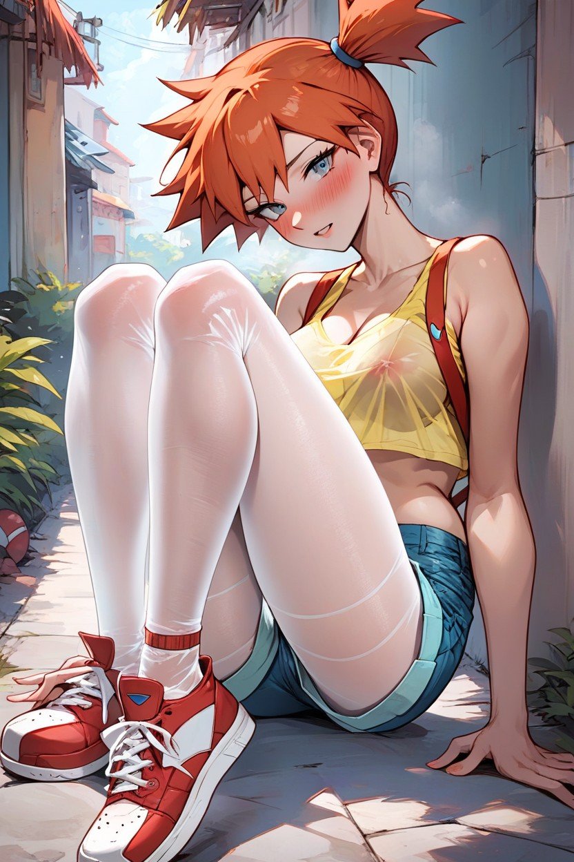 Blushing, Red Sneakers, Sfw Hentai IA pornografia