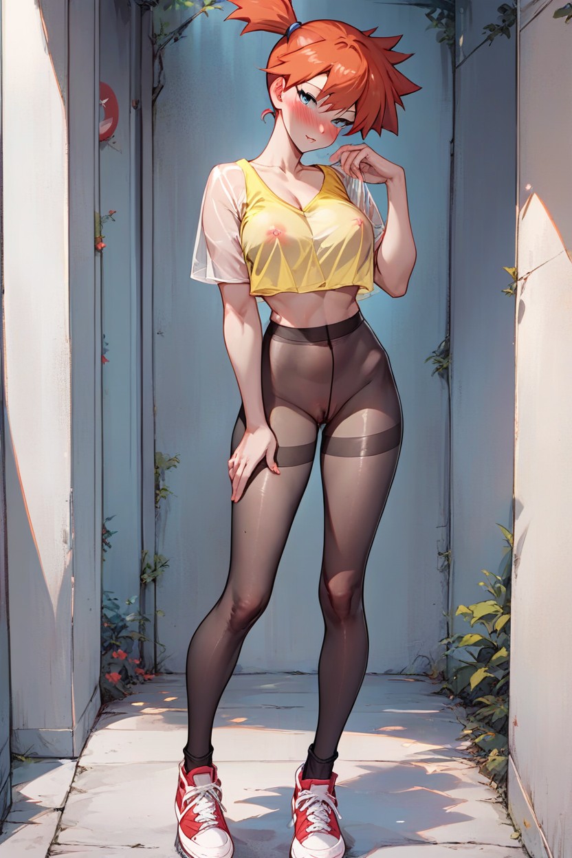 Yellow Crop Top, Showing Pussy In Tights, Looking At Viewer헨타이 AI 포르노