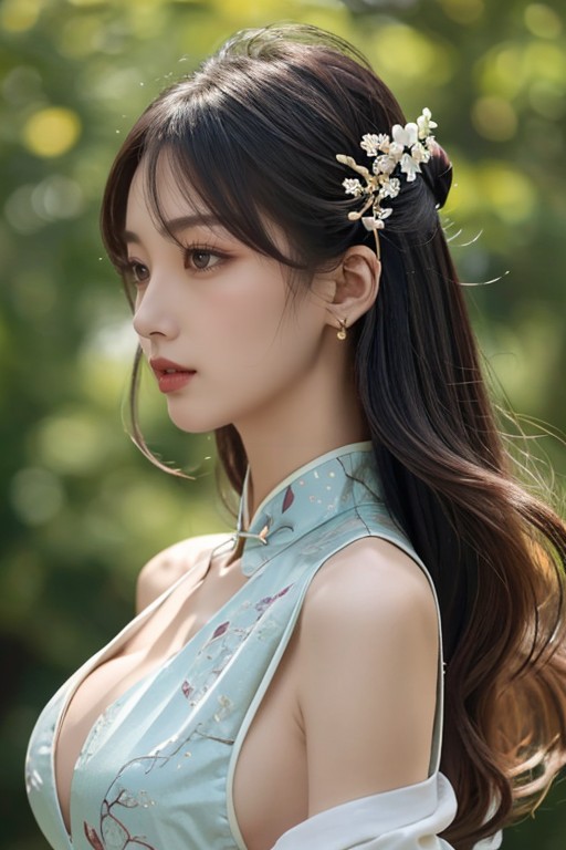 Chinois, Hanfu Chinois, Seins De CôtéPorno IA