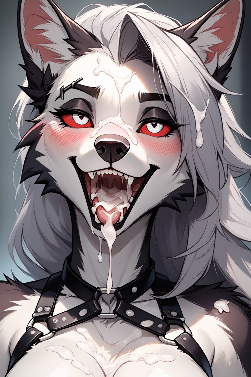 Detailed, Mouth Open, Cum EverywherePorno IA Furry