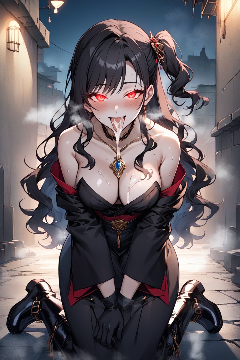 Bust Shot, Semen In My Mouth, White Skin Hentai AI Porn