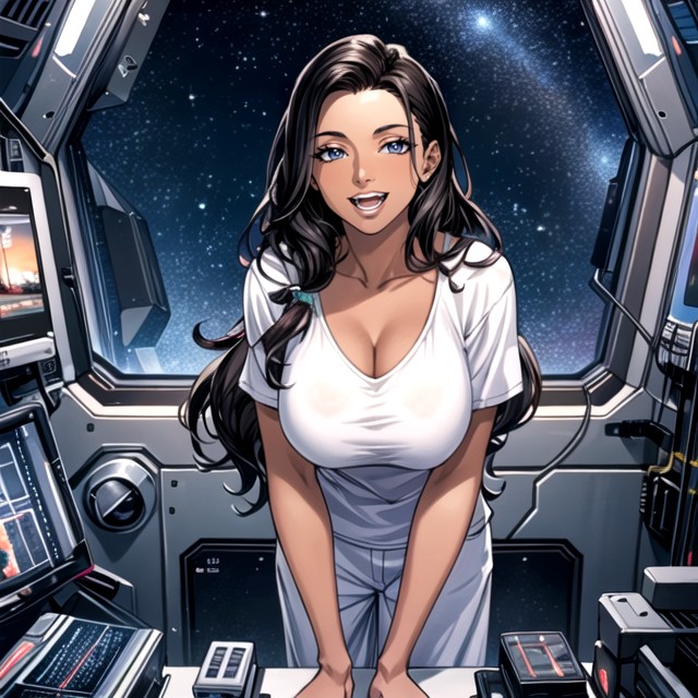 Pele Marrom Escura, Nave Espacial, Comic Pornografia de IA