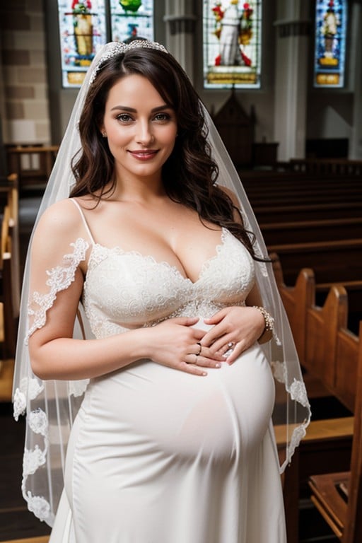 Igreja, Pregnant Bride, Bunda Grande Travesti IA Pornô