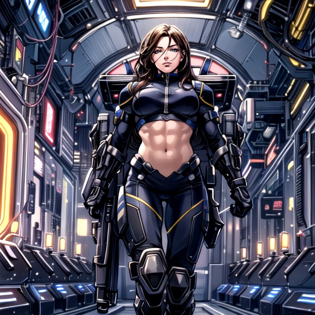 Muscular, Navel Exposed, Spaceship AI Porn