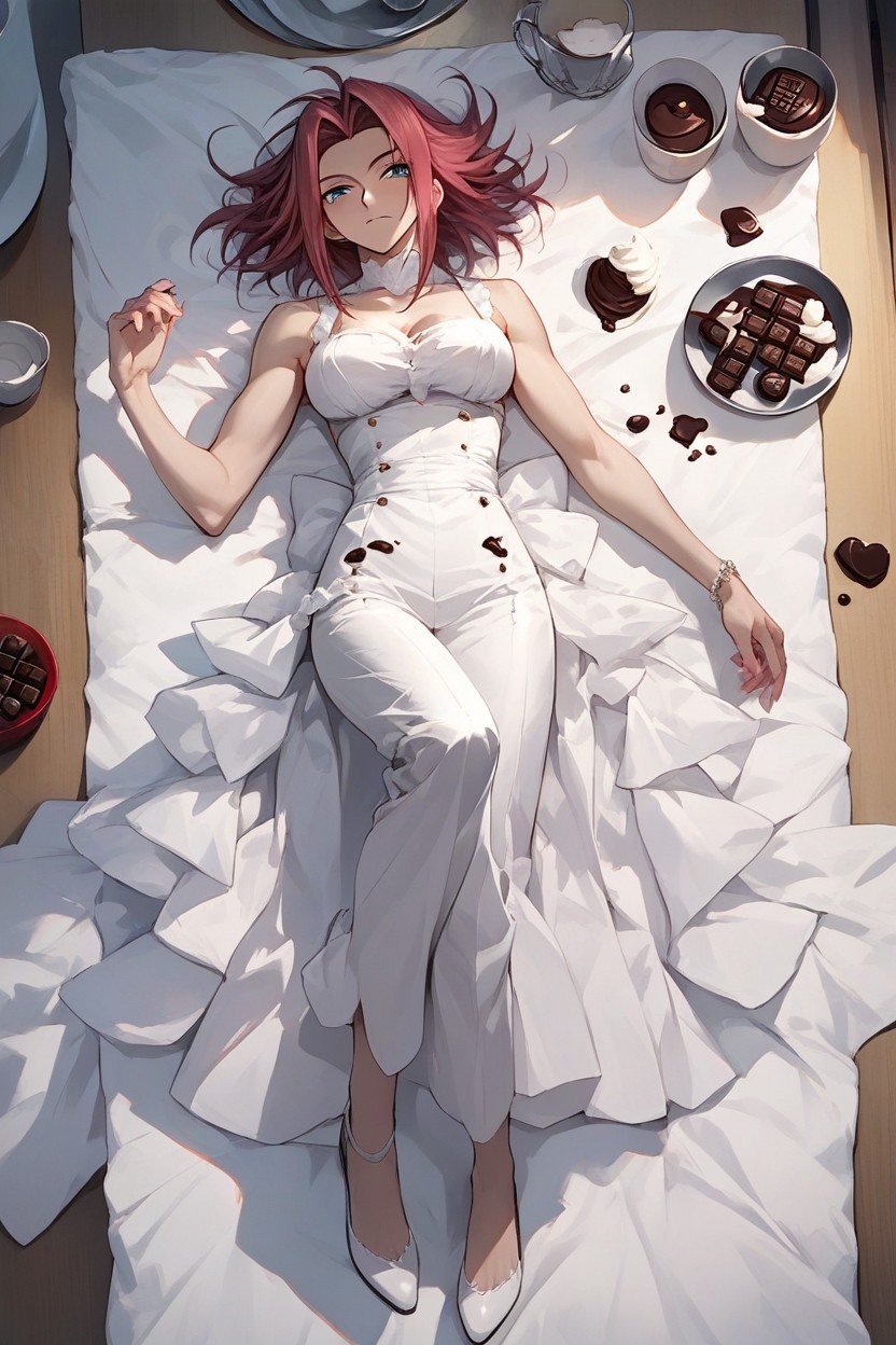 Laying, Kallen Stadtfeld From Code Geass, Kallen Stadtfeld Covered With Chocolate AI Porn