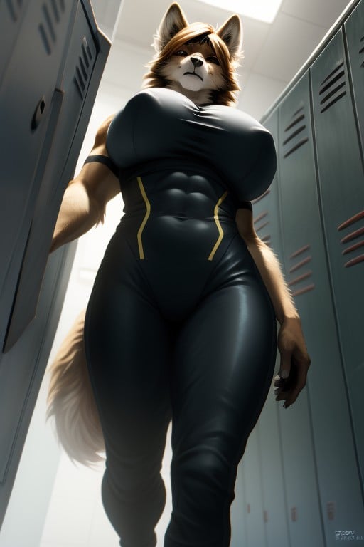 Bodysuit, Locker Room, Massive Breast Furry AI Porn