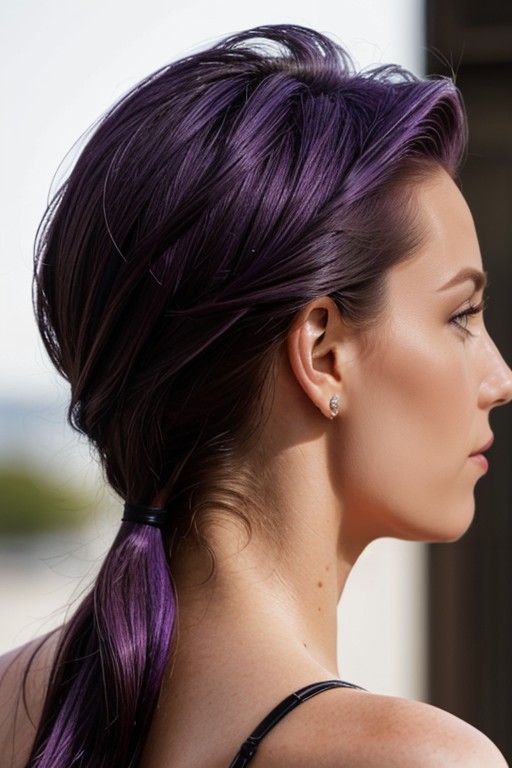 Visão Traseira, Cabelo Roxo, Iluminação De Contorno Pornografia peluda com IA