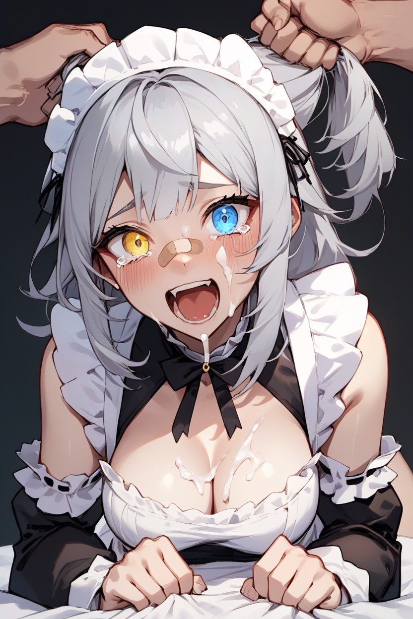 Looking At Viewer, Grey Hair, Posición PronaPorno AI Hentai