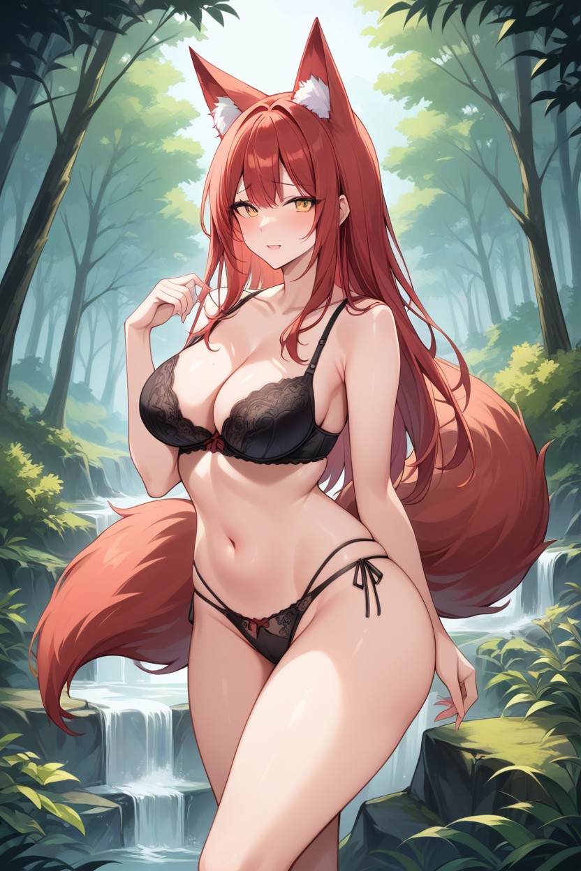 Thick Thighs, Medium Breasts, Fox Ears AI Porn