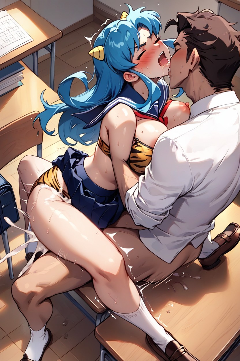Putting Yellow Horns On Her Head, Soles In The Air, From Behind Hentai AI Porn