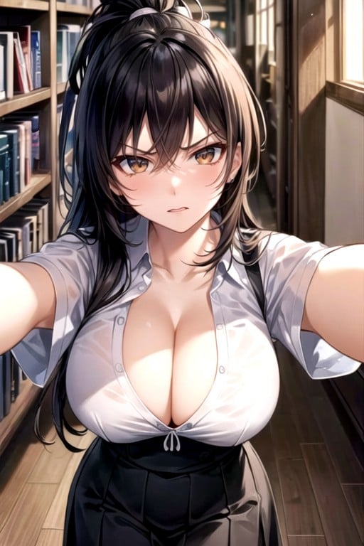 Skinny, Bangs, School Uniform AI Porn