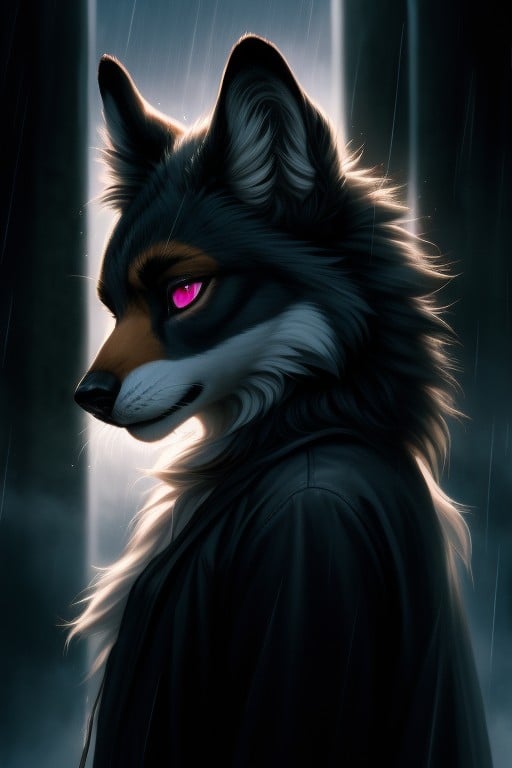 Pink Eyes, Simple Background, Front View Furry AI Porn