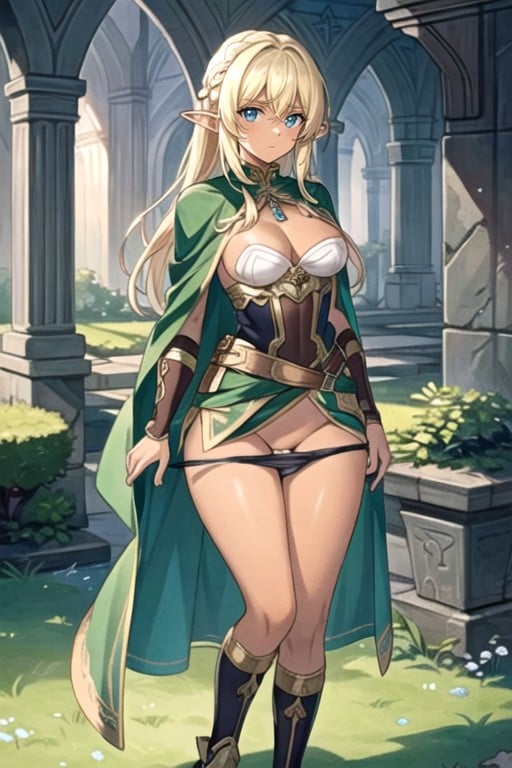 Elf Courtyard, Sin Camisa, Full Suit Of Elf ArmorPorno IA de transexuales