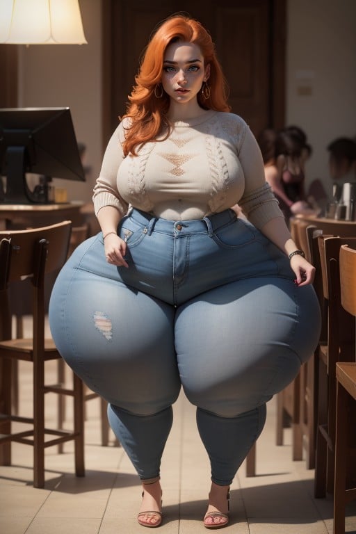 Feedee Woman, Extremely Large Ass, Sweater AI Porn