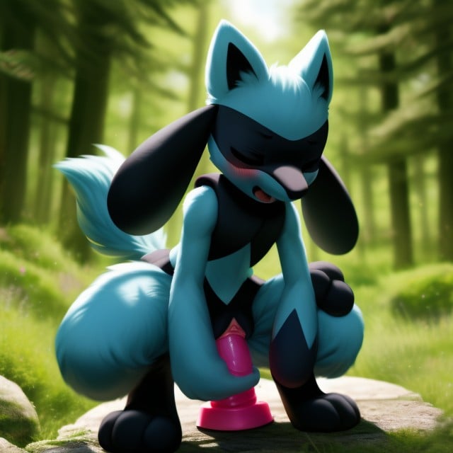 Riolu Pokemon, Outdoors, Blush퍼리 AI 포르노