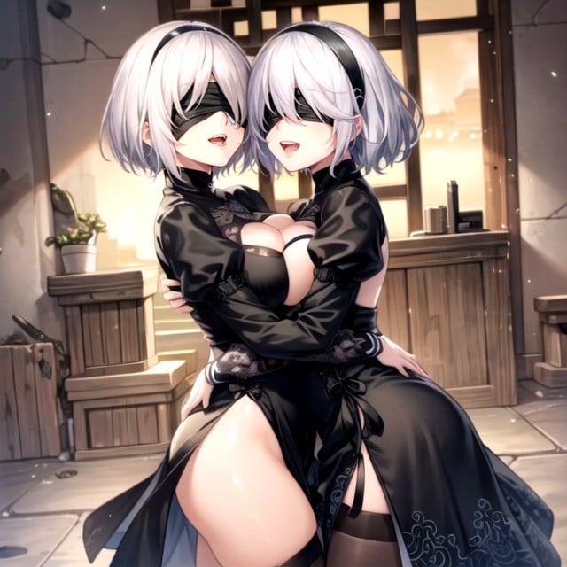 Cute, Rounded Breast, White Hair Hentai AI Porn