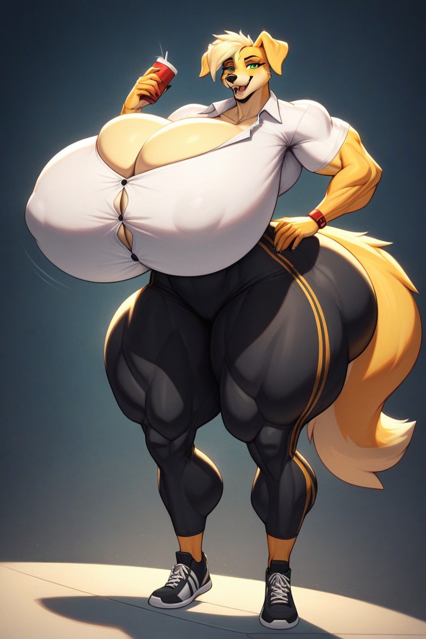 Golden Retriever, Musculosa, Hyper ButtPorno AI Furry