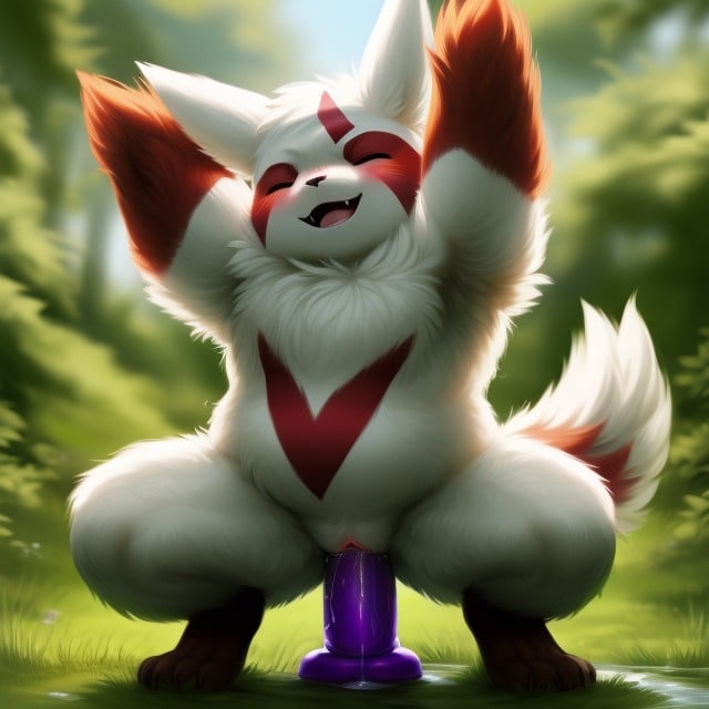 Outdoors, Open Mouth, Zangoose Furry AI Porn