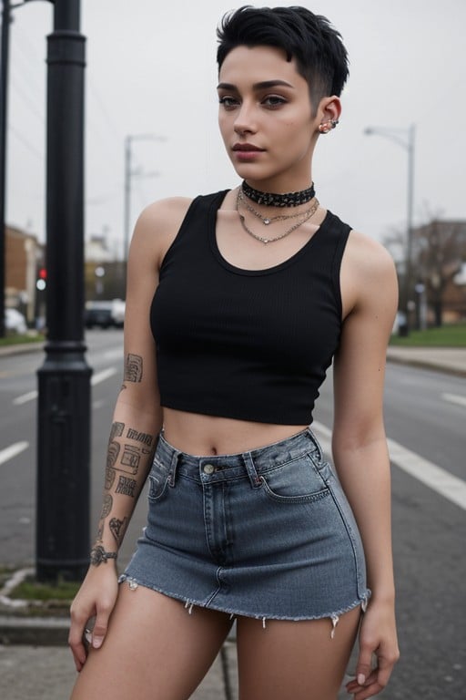 Pierced Nose, Camiseta De Tirantes, Pechos PequeñosPorno IA de transexuales