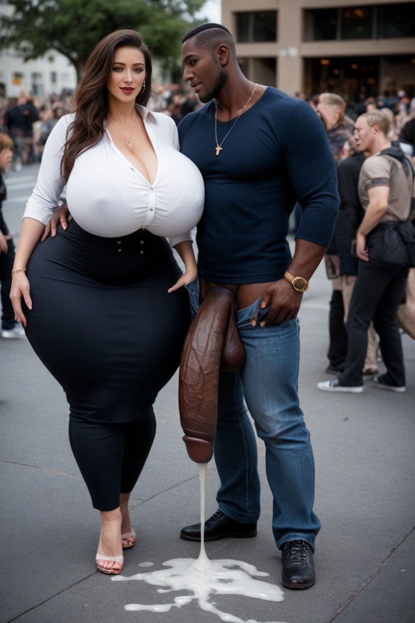 Hyper Massive Black Cock Longer Than Girls Body, Giant Bbl, Absolutely Towering Woman With White Shirt And Jeans쉬메일 AI 포르노