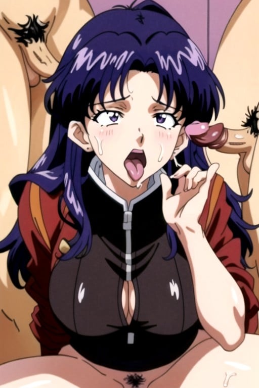 90s Style, Gang Bang, Misato (evangelion) Hentai IA pornografia