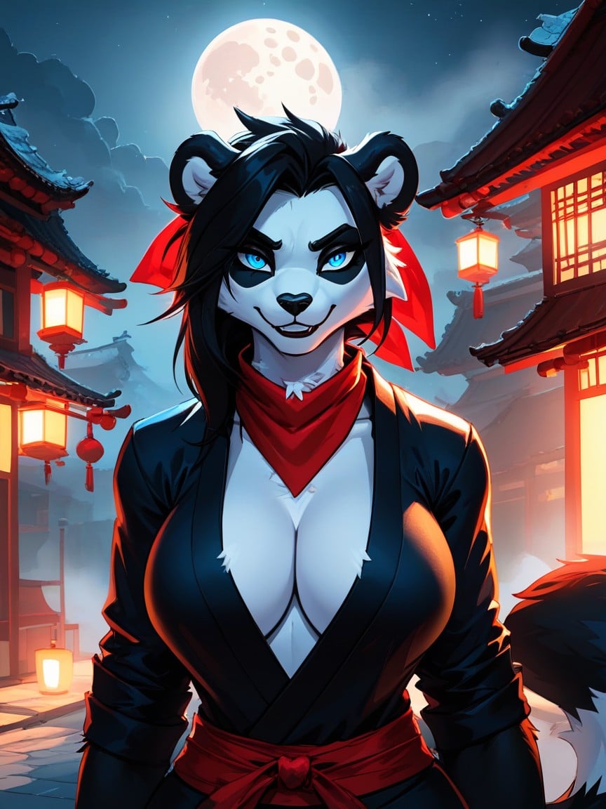 Long Red Bandana, Windy, Bust Shot Furry AI Porn