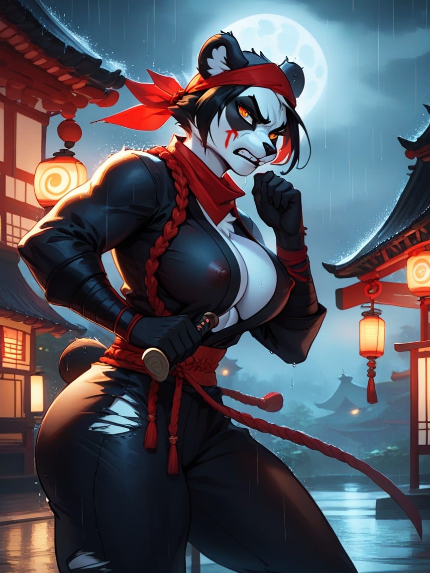 Massive Boobs, Orange Eyes, PandaPorno IA Furry