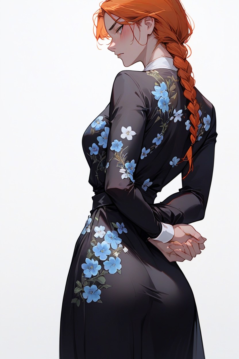 Bangs, Blue Floral Dress, HairAI黃片