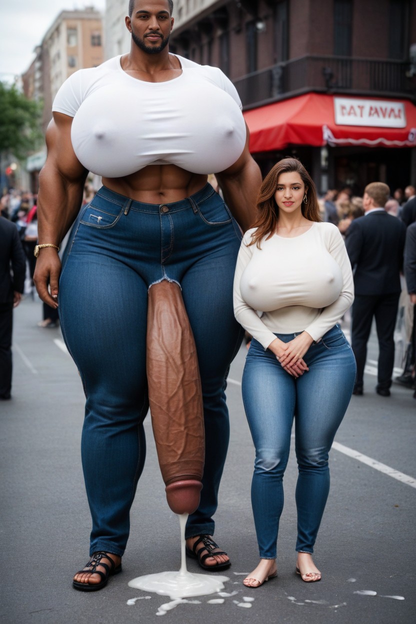 Public Road Background, Hyper Cock, Extreme Massive Hyper Cock AI Porn