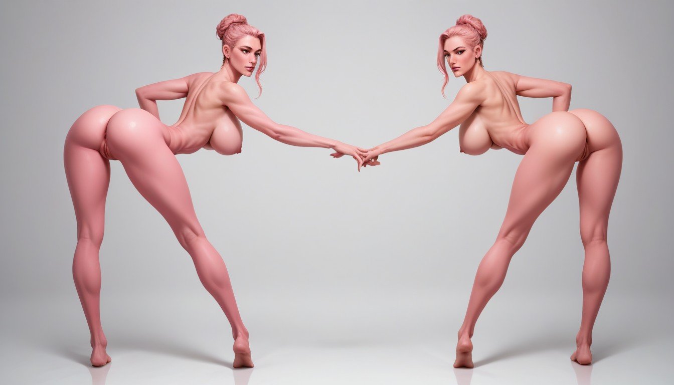 2 Pessoas, Pink Pussy, Narrow Waist Long Legs Pornografia de IA