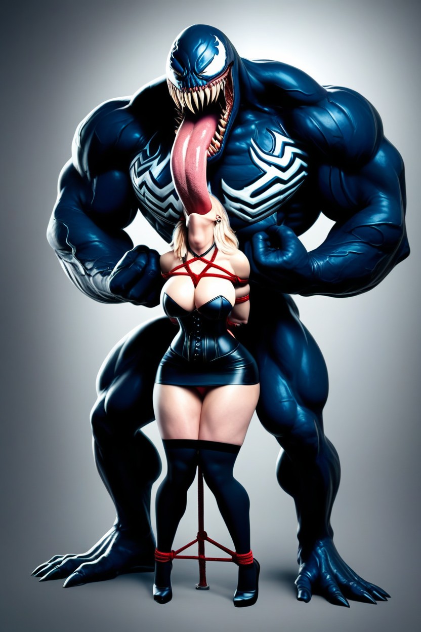 Full Body, Gets Fucked By Fat Big Monster Venom, Grabbing Her By The Throat AI Porn