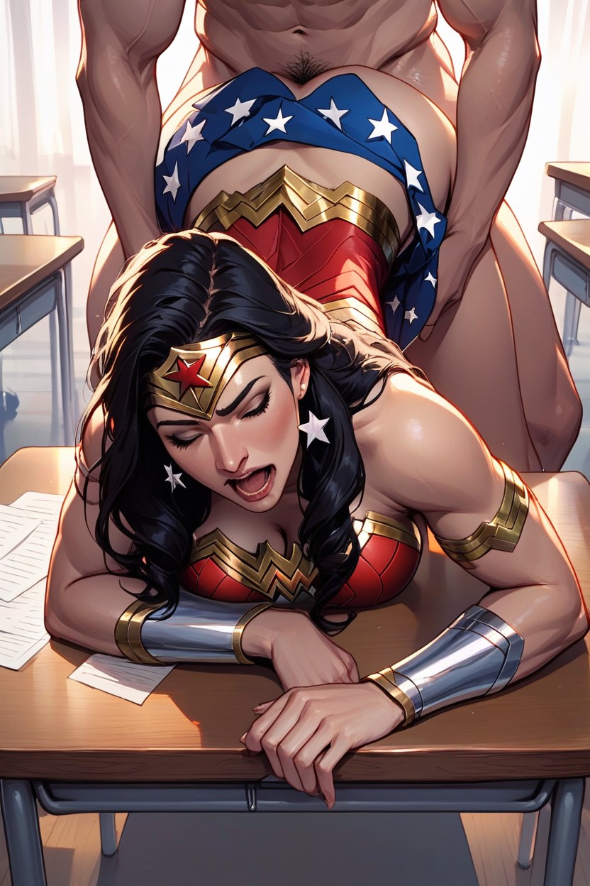 Moaning Face, Fucked Bent Over Doggystyle, Wonder Woman Pornografia peluda com IA