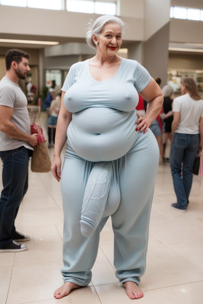 Ponytail, Oversized T Shirt, Big Belly Shemale AI Porn
