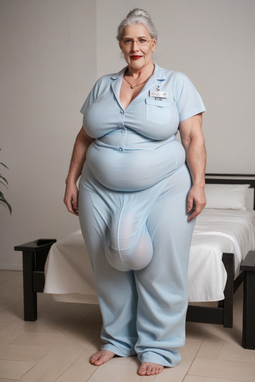 60+, Turpuoise Uniform, Extremely Large Ass Shemale AI Porn